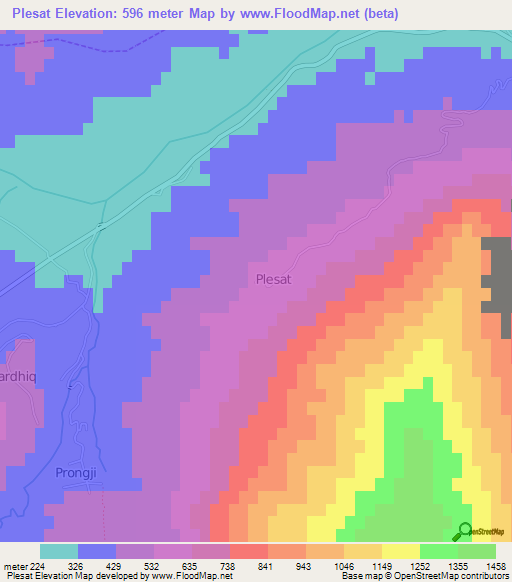 Plesat,Albania Elevation Map