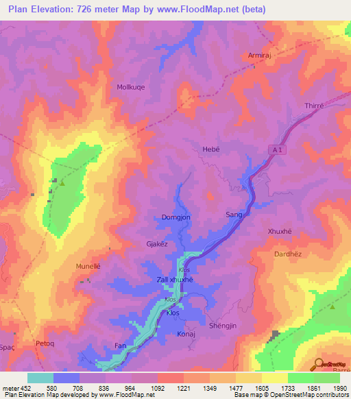 Plan,Albania Elevation Map