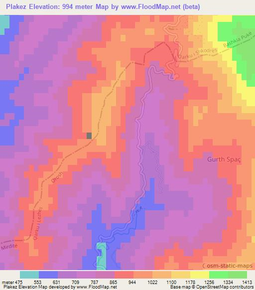 Plakez,Albania Elevation Map