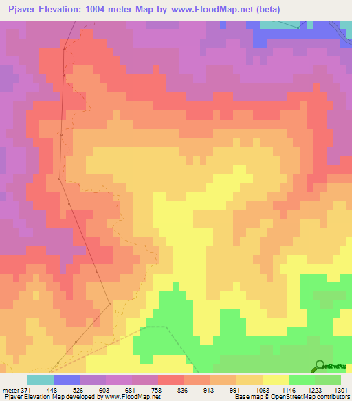 Pjaver,Albania Elevation Map