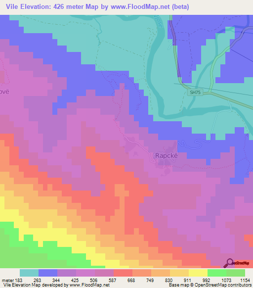 Vile,Albania Elevation Map