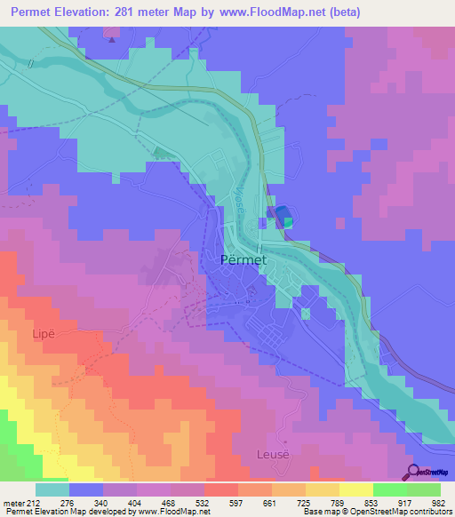 Permet,Albania Elevation Map