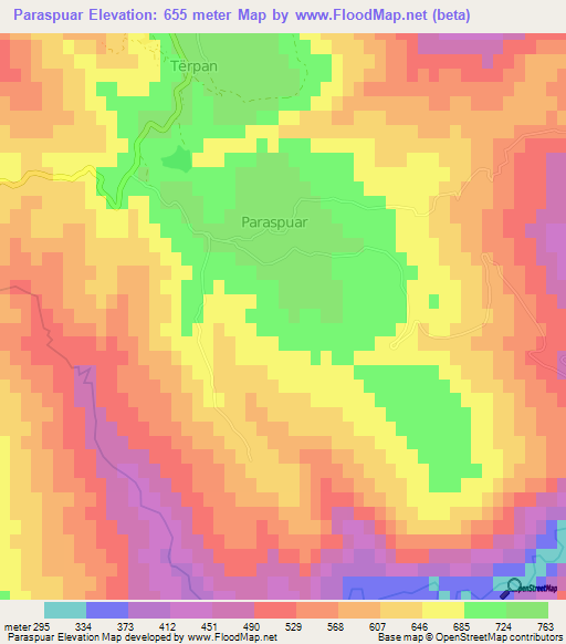 Paraspuar,Albania Elevation Map