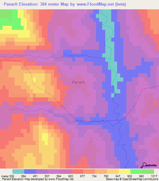 Panarit,Albania Elevation Map