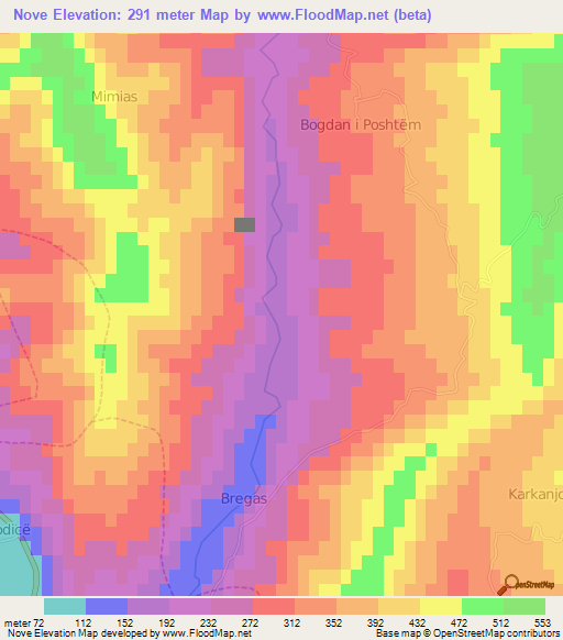 Nove,Albania Elevation Map