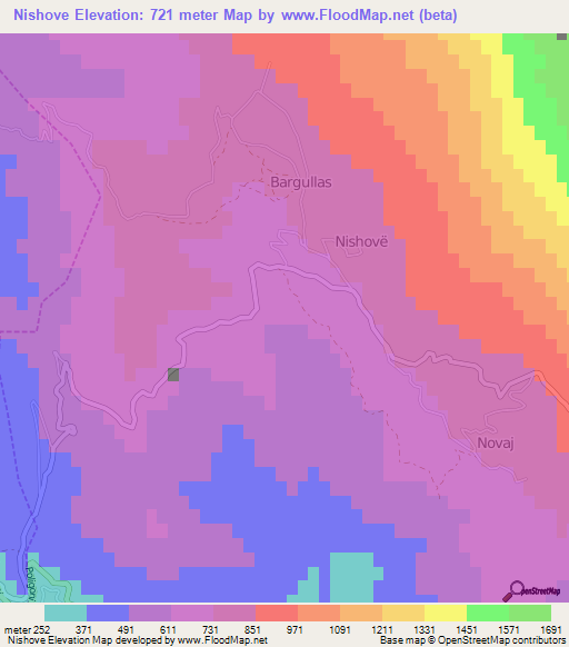 Nishove,Albania Elevation Map