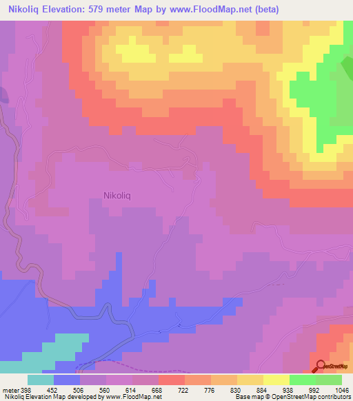 Nikoliq,Albania Elevation Map