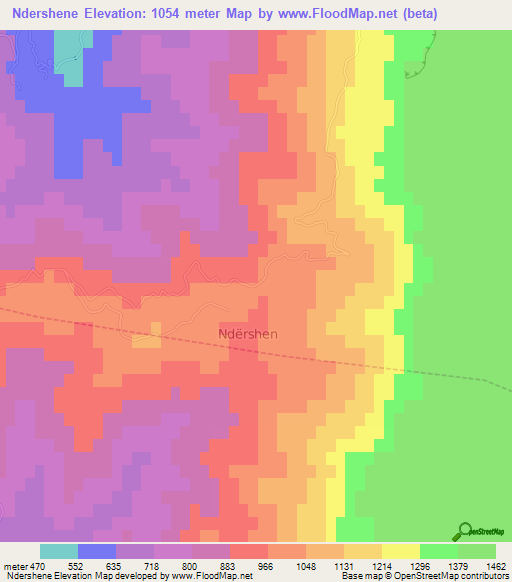 Ndershene,Albania Elevation Map