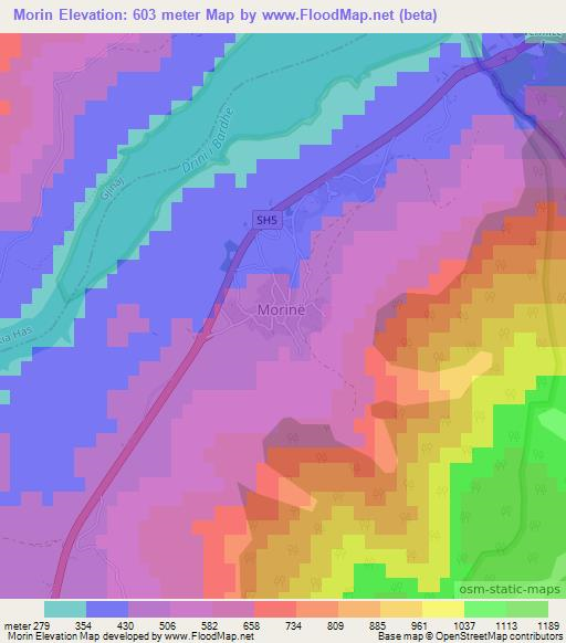 Morin,Albania Elevation Map