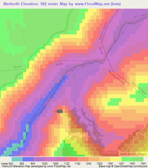 Merkurth,Albania Elevation Map