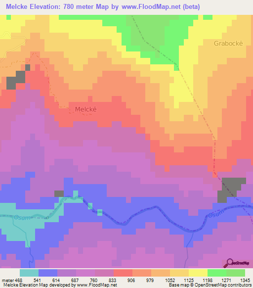 Melcke,Albania Elevation Map