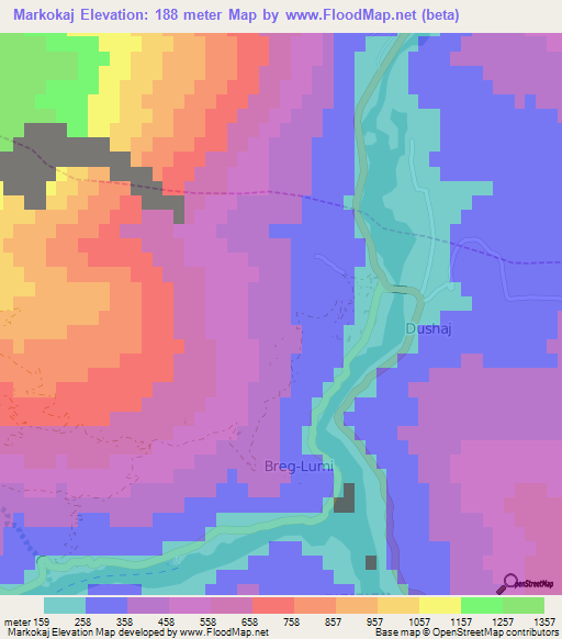 Markokaj,Albania Elevation Map