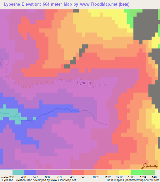 Lybeshe,Albania Elevation Map