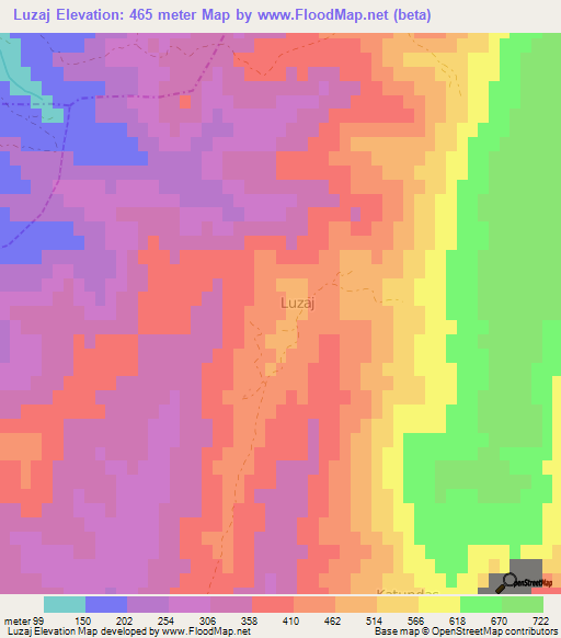 Luzaj,Albania Elevation Map