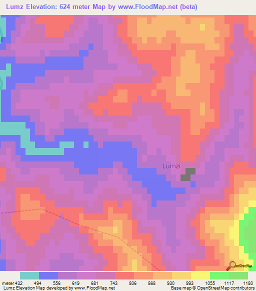 Lumz,Albania Elevation Map