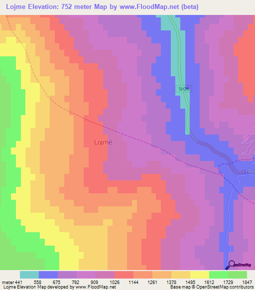 Lojme,Albania Elevation Map