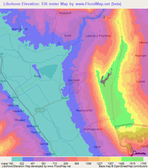 Libohove,Albania Elevation Map