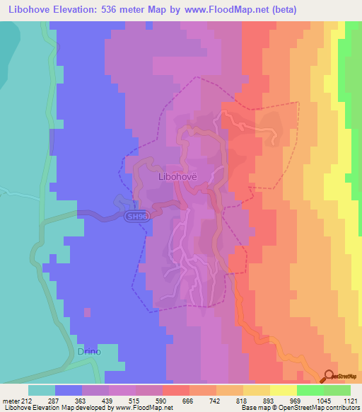 Libohove,Albania Elevation Map