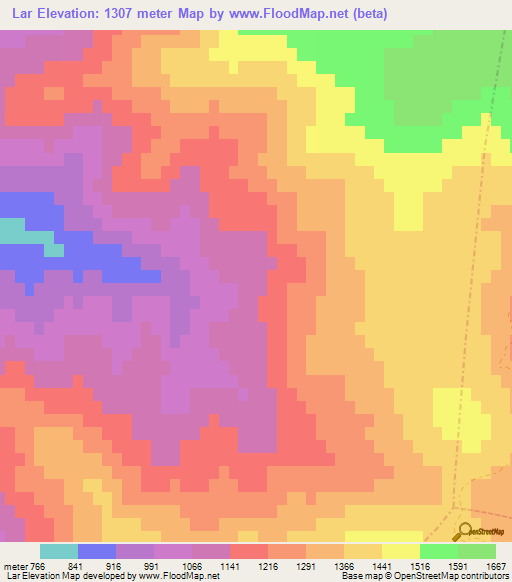 Lar,Albania Elevation Map