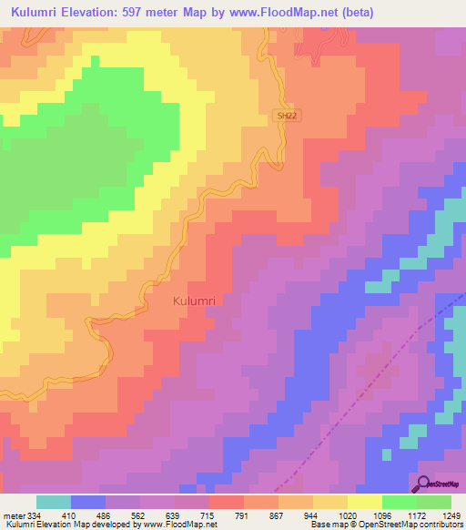 Kulumri,Albania Elevation Map