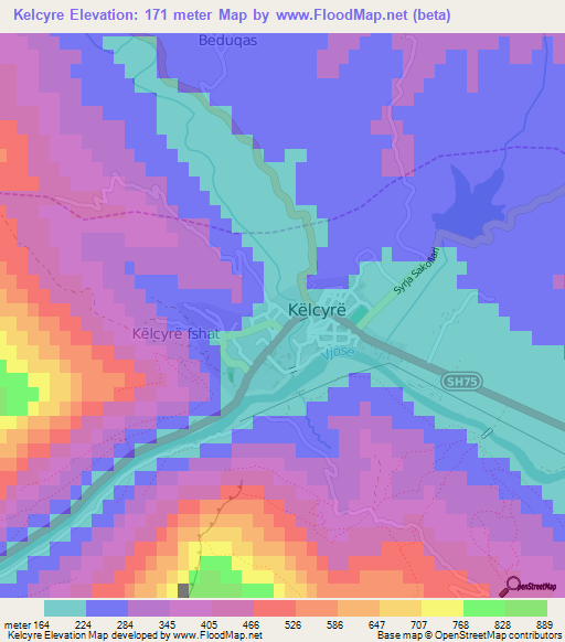 Kelcyre,Albania Elevation Map