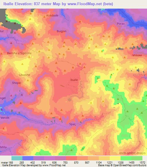 Iballe,Albania Elevation Map