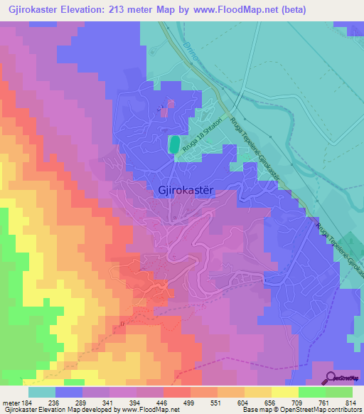 Gjirokaster,Albania Elevation Map