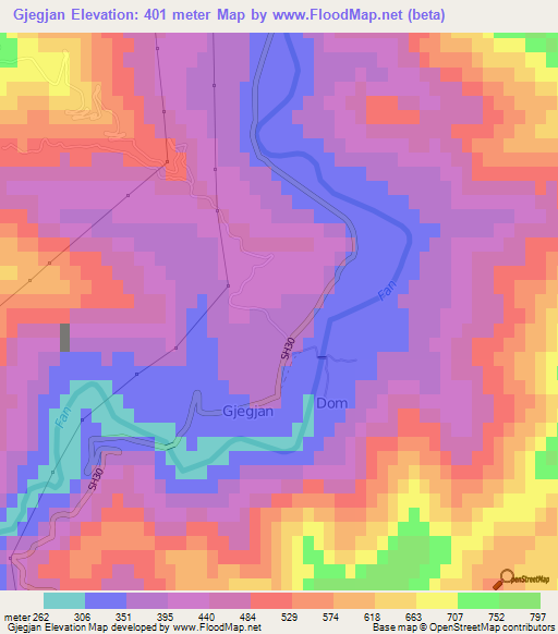 Gjegjan,Albania Elevation Map