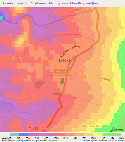 Erseke,Albania Elevation Map