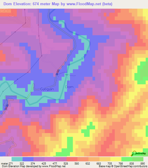Dom,Albania Elevation Map