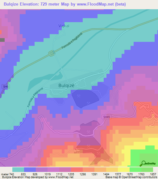 Bulqize,Albania Elevation Map