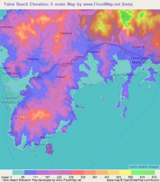 Yahsi Beach,Turkey Elevation Map