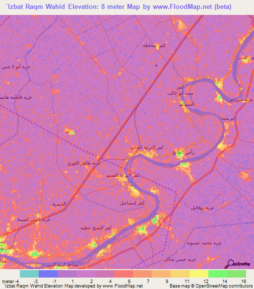 `Izbat Raqm Wahid,Egypt Elevation Map