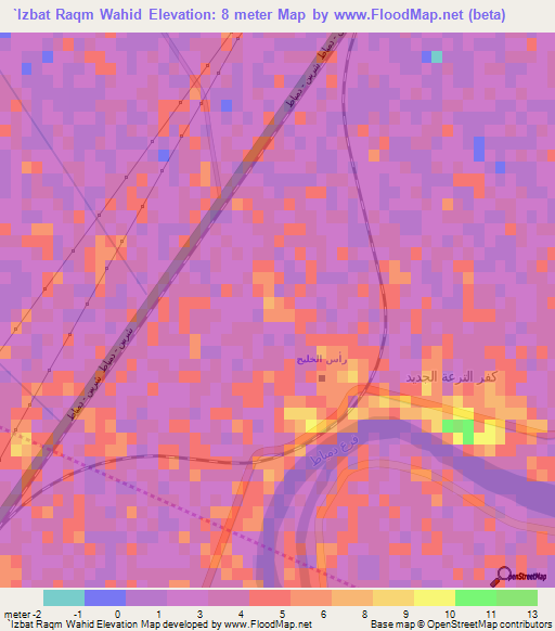 `Izbat Raqm Wahid,Egypt Elevation Map