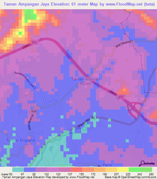 Taman Ampangan Jaya,Malaysia Elevation Map