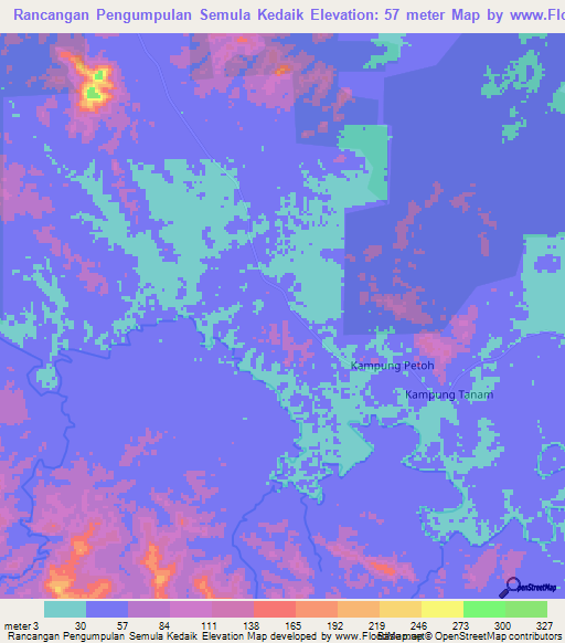 Rancangan Pengumpulan Semula Kedaik,Malaysia Elevation Map