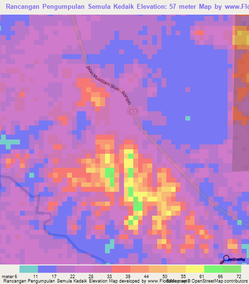 Rancangan Pengumpulan Semula Kedaik,Malaysia Elevation Map