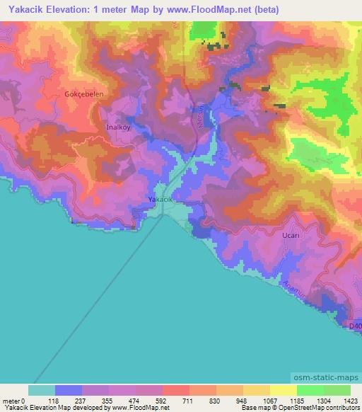 Yakacik,Turkey Elevation Map