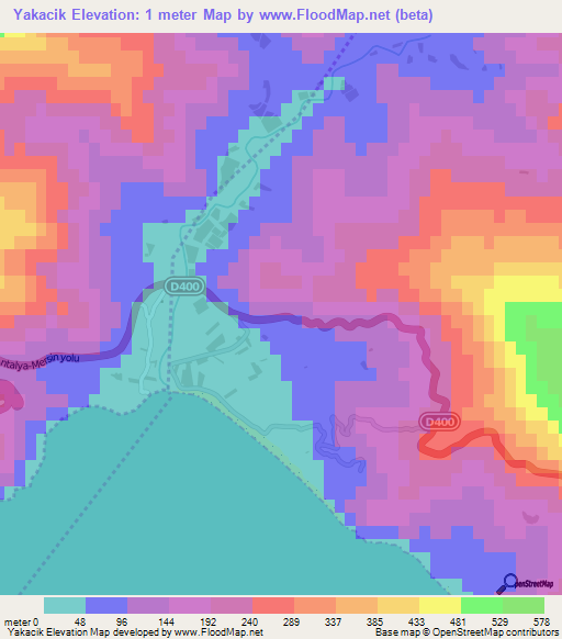 Yakacik,Turkey Elevation Map