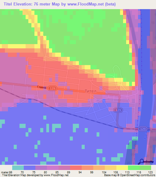 Titel,Serbia Elevation Map