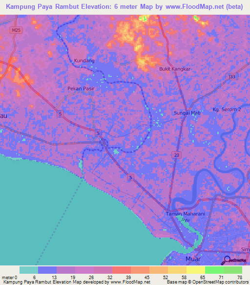 Kampung Paya Rambut,Malaysia Elevation Map