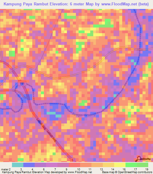 Kampung Paya Rambut,Malaysia Elevation Map