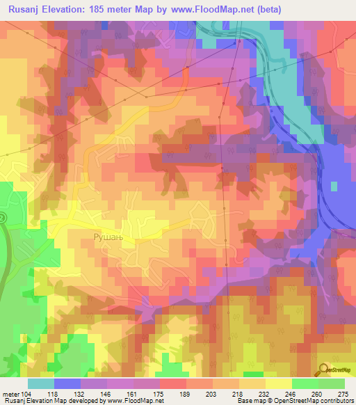 Rusanj,Serbia Elevation Map