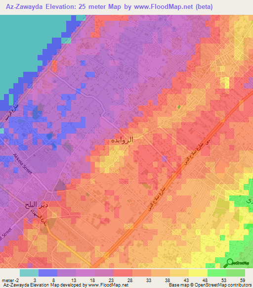 Az-Zawayda,Palestinian Territory Elevation Map