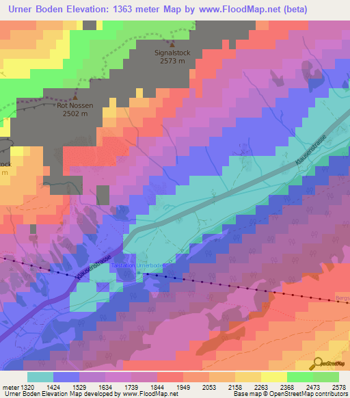 Urner Boden,Switzerland Elevation Map