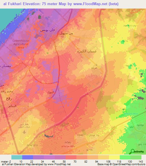 al Fukhari,Palestinian Territory Elevation Map