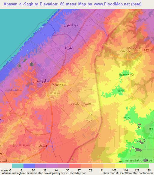 Abasan al-Saghira,Palestinian Territory Elevation Map