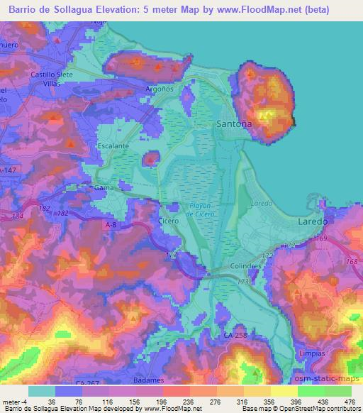 Barrio de Sollagua,Spain Elevation Map