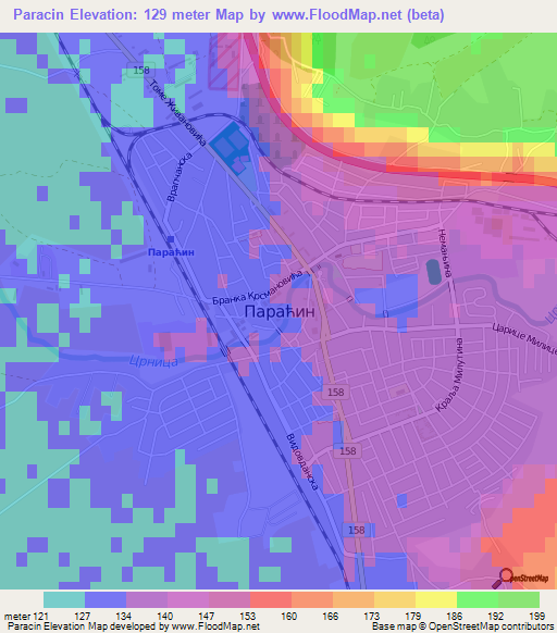 Paracin,Serbia Elevation Map