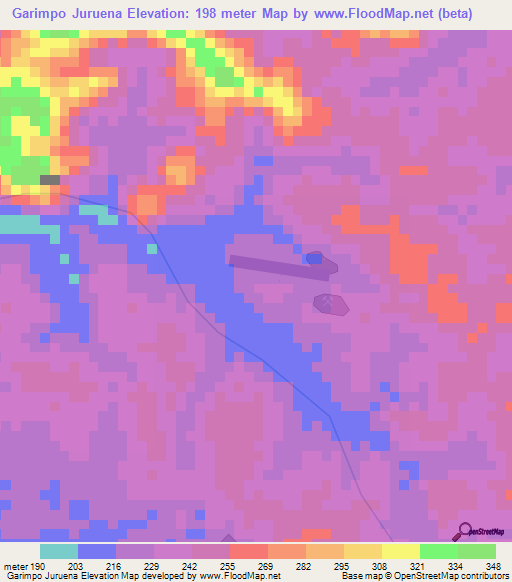 Garimpo Juruena,Brazil Elevation Map